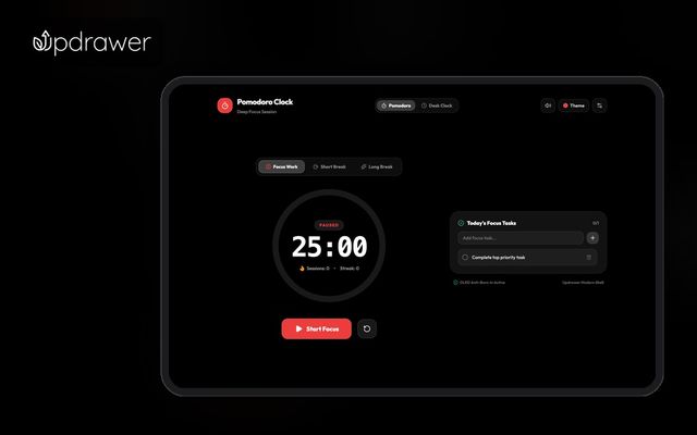 Đồng Hồ Pomodoro Tập Trung chạy trên điện thoại hoặc máy tính bảng
